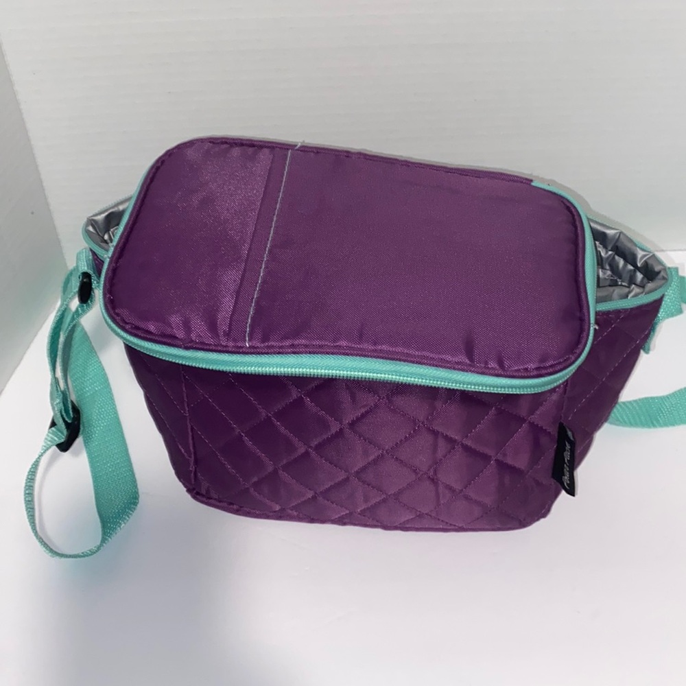 Purple polar pack lunch bag with adjustable strap